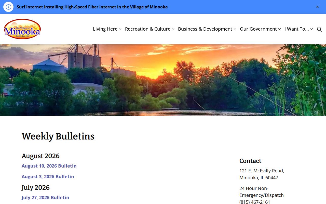 Minooka Police Department official weekly incident bulletins archive for Grundy County records research